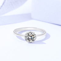 Classique 925 Sterling Silver Taille Réglable Six Griffe 1 Carat Moissanite Diamant Promise Anneaux pour Femmes
