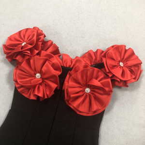 <span class=keywords><strong>Abbigliamento</strong></span> <span class=keywords><strong>di</strong></span> Lusso da Donna 2025 Elegante Abito Lungo Aderente da <span class=keywords><strong>Sera</strong></span> <span class=keywords><strong>Rosso</strong></span> con Fiori 3D Abiti Fascianti Neri per Donne - Product Image 6