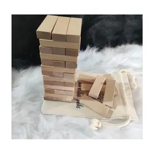 未完成的空白天然多米诺桌木制平衡堆叠建筑翻滚塔积木游戏玩具
