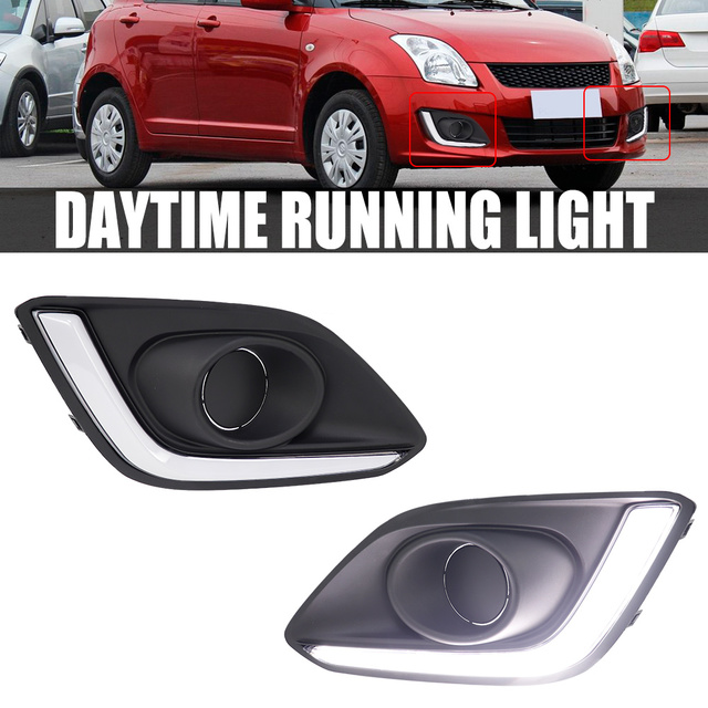 Hot Sale 1Set Car Daytime Running Light DRL Lamps for Suzuki Swift 2014 2015 2016 with Fog Light Cover White Daylight