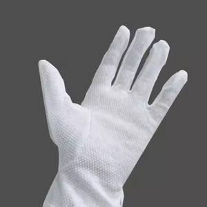 Guantes de mano ceremoniales de desfile blanco de puntos antideslizantes con puntos de PVC guantes funerarios de inspección de monedas de algodón - Product Image 6