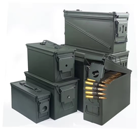 Boîte à munitions en métal imperméable de couleur vert armée pour balles de 9 mm, 30+ munitions, boîte à munitions en acier pour munitions Nerf, cadeaux de Noël pour hommes