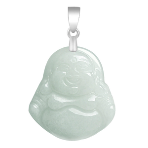 Pendentif Bouddha rieur en jade naturel, collier en argent S925, pendentif en jade de qualité glace, style féminin - Product Image 4