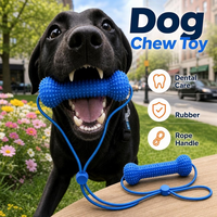 Jouet à mâcher pour chien en caoutchouc réutilisable avec logo couleur personnalisé, pour nettoyer les dents, avec corde réglable pour chiens de petite, moyenne et grande taille