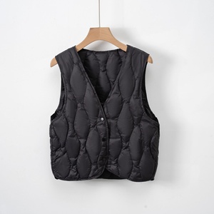 Новый модный укороченный жилет из нейлона <span class=keywords><strong>Pinghu</strong></span> Down Liner: легкий, с воротником-стойкой на три пуговицы, винтажный, стройнящий, для ношения под одеждой - Product Image 5