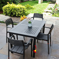 Ensemble de table et chaises de salle à manger d'extérieur moderne en aluminium, mobilier en métal non pliable pour patio, café, balcon, jardin, terrasse, loisirs
