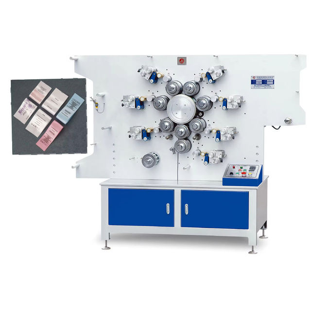 Full Color Front Back Two Side Automatic Rotary Fabric Label Printer, Fabric Cotton Label Wash Ribbon Printing Machine
