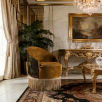 Fauteuil en velours de luxe italien, design moderne, dossier incurvé, chaise d'appoint pour salon de villa et décoration de studio créatif