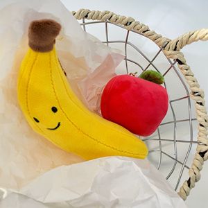 Porte-clés en peluche mignons de 4 pouces en forme de pomme et de banane, breloques en peluche en gros, porte-clés en peluche en vrac - Product Image 2