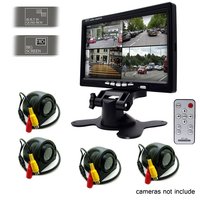 Quad dividir Monitor remoto Control 4 canales de Video RCA entradas 4-PIN a prueba de golpes a prueba sombrilla Anti-Glare 7 pulgadas vehículo monitor