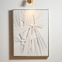 Peinture à l'huile abstraite moderne en plâtre blanc, peinte à la main, sur toile sculpturale 3D épaisse, art mural personnalisable, taille ajustable, argent