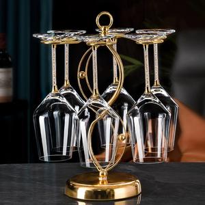 Support à verres à vin en laiton de style européen avec tige en cristal, jusqu'à 4 verres, design minimaliste, décoration intérieure - Product Image 5