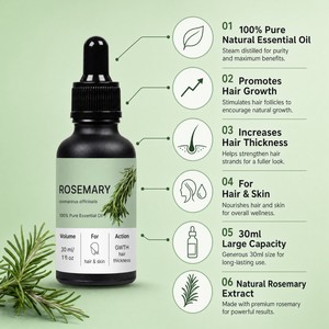 <span class=keywords><strong>Huile</strong></span> Essentielle de Romarin 100% Pure Biologique Personnalisée 30ml pour la Croissance Capillaire, Soin Anti-Chute et Nourrissant du Cuir Chevelu - Product Image 4