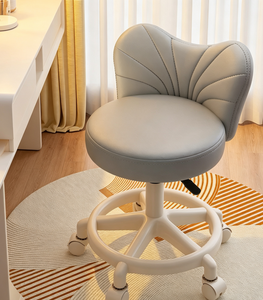 Modern Upholstered Vanity <b>Chair</b> Swivel Rolling Makeup Stool Salon Manicure Seat with Backrest - Product Image 2