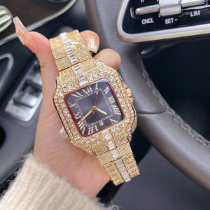 Nhà Máy Bán Buôn Của New Luxury Kim Cương Studded Thiết Kế Của Người Đàn Ông Thạch Anh Đồng Hồ Chất Lượng Cao Arabic Quay Số Người Đàn Ông Của Đồng Hồ - Product Image 3