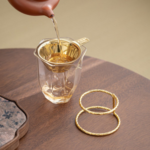 Stainless Steel <b>Tea</b> Filter Holder Gold And Silver Reusable Kung Fu <b>Tea</b> <b>Set</b> Accessory Polished Simple Style - Product Image 3