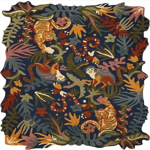 พรมปูพื้นผ้าไหมขนสัตว์ทอมือปรับแต่งได้พรมสีเขียวสำหรับห้องนอนหรือห้องนั่งเล่น - Product Image 2