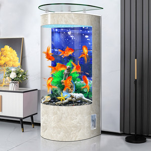 <span class=keywords><strong>Acquario</strong></span> semicircolare per pesci rossi 2026: Nuovo modello con filtro automatico e decorazione acquatica per soggiorno - Product Image 1