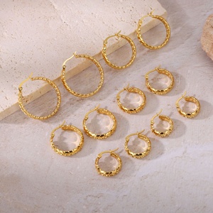 Pendientes de Acero Inoxidable con Diseño de <span class=keywords><strong>Trigo</strong></span>, Estilo Europeo Americano, Elegantes, de Lujo Discreto, Pequeños, Ovalados, Moda Francesa, Populares en Internet, Tipo Aro - Product Image 1