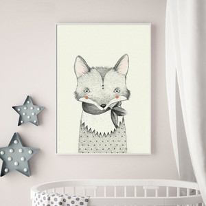 Cartoon Fox Bear Canvas Poster Print Nordic minimalista Baby Kids Room Art Decor - Product Image 4
