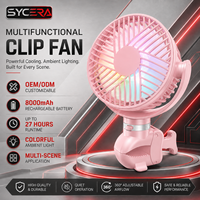 Ventilateur de poussette trépied 8000 mAh, autonomie ultra-longue, support flexible type pieuvre, faible bruit, lumière d'ambiance, base détachable, emballage personnalisé
