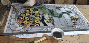Factory Directly Supply Stained glass 3pcs <b>Folding</b> Victorian Fireplace <b>Screen</b> 110*70CM Size - Product Image 6