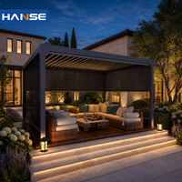 Pergola en aluminium thermolaqué avec toit à lames motorisé intelligent, résistante aux intempéries, pour extérieur, gazebo, villa privée, vente en gros