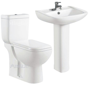 MING LIU Set <span class=keywords><strong>WC</strong></span> e Lavabo in Ceramica, Vaso da Bagno a Due Pezzi con Sifone a S, Vendita all'Ingrosso dalla Fabbrica - Product Image 1