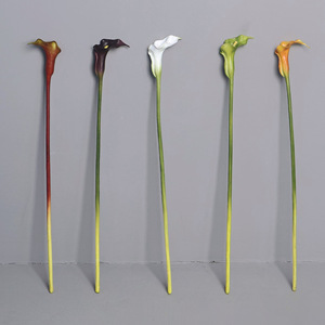 Flores Artificiales de Lirio Calla Meng Jie, Flores de Plástico en Jarrón, Decoración para Bodas y Hogar, Naranja, Borgoña, Morado, Verde - Product Image 2