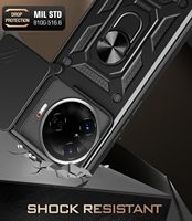 Coques de Téléphone Robustes avec Anneau et Cache Caméra Coulissant pour Tecno Camon 40 30S 30/20/19 Pro/18 Premier 5G 4G