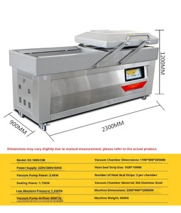 เครื่องซีลสูญญากาศแบบสองห้อง 205x91x115 ซม. สแตนเลส เครื่องบรรจุภัณฑ์อาหาร กึ่งอัตโนมัติ ไฟฟ้า 380 กก. - Product Image 5