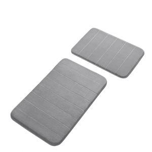 Ensemble de tapis de salle de bain en mousse à mémoire de forme 2 pièces, super doux, absorbant, séchage rapide, lavable en machine, antidérapant, gris (17x24 31.5x20 pouces) - Product Image 1
