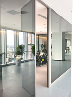 Panneaux de cloisons insonorisées en verre, cloisons de bureau modulaires acoustiques, cloisons de bureau transparentes avec portes, vente en gros