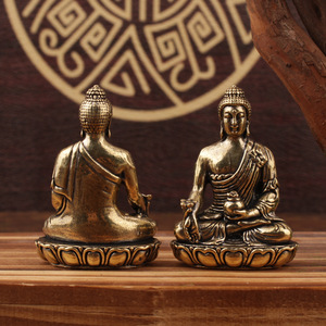 Estatua de Buda de Latón, 2 Piezas, Figura de Buda Medicina Sentado, Adorno de Escritorio, Decoración Religiosa para el Hogar o Templo - Product Image 2