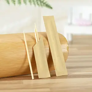 Palito de dente descartável para hotel, embalagem personalizada, palito de madeira de bambu para restaurante, palito com logotipo, saco de papel de qualidade alimentar