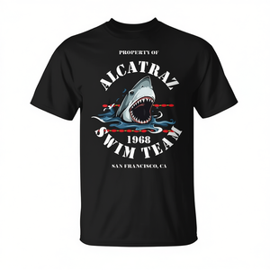 Camiseta vintage del equipo de natación Alcatraz 1968, San Francisco Ca, manga corta, unisex, cuello redondo de algodón - Product Image 2