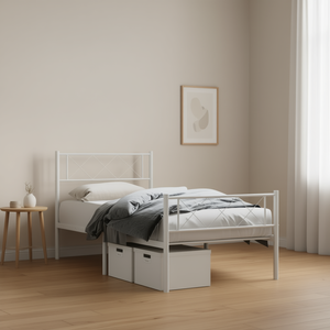 Letto Singolo in Metallo Bianco con Struttura in Acciaio Verniciato a Polvere, Arredamento Elegante per Camera da Letto - Product Image 2