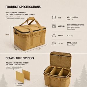 Bolsa de Almacenamiento para Camping, Organizador Utilitario MOLLE de Oxford Resistente, Bolsa Táctica para Equipo, Logotipo Personalizado, MOQ Bajo, Dropshipping - Product Image 2