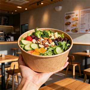 Phân Hủy Sinh Học Cấp Thực Phẩm Dùng Một Lần Giấy Salad Bát 750Ml 1090Ml 1200Ml Heatable Cho Thịt Nướng Bánh lấy đi Nhà Hàng OEM - Product Image 1