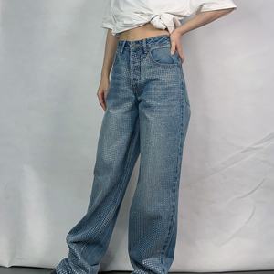 Jeans OEM 2025 à impression feuille d'argent, pantalon en denim personnalisé pour femme, décontracté, coupe classique, délavage régulier - Product Image 4