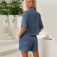 Ensemble décontracté 2 pièces pour femme : Jean court ample et chemise à manches courtes taille haute – Tailles XS, XXS