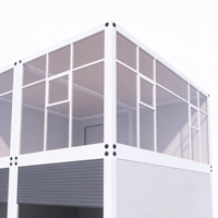 Conteneur préfabriqué à deux étages, modulaire de luxe, en panneaux sandwich étanches en acier, avec garage à volets roulants