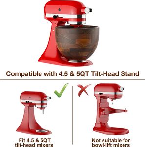 <span class=keywords><strong>Bol</strong></span> mélangeur en bois naturel pour batteur sur socle de 5 Qt - Compatible avec les batteurs sur socle inclinables <span class=keywords><strong>KitchenAid</strong></span>, base de verrouillage en acier inoxydable, bois d'acacia de qualité supérieure - Product Image 3