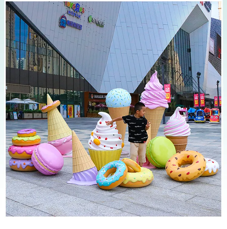 Vela cone de sorvete de fibra de vidro, adereços 3d para doces, escultura para tema, parque, loja, decoração, venda imperdível