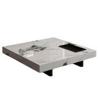 Table basse moderne Lovezone, vente directe d'usine, plateau en pierre frittée carré, profil bas, table centrale écologique, garantie 3 ans