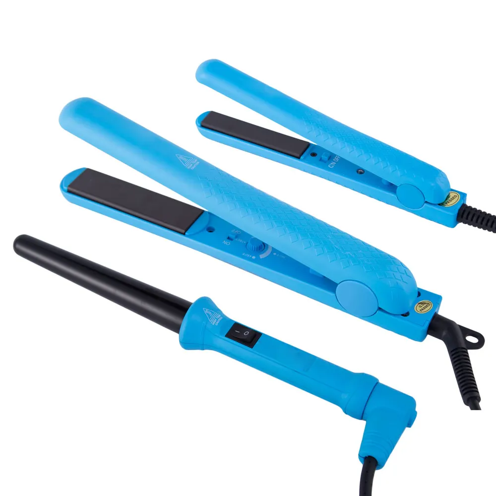 Menarda 3 ב 1 אלקטרוני שיער יופי סט חם ברזל Straighteners עם שיער Curler מיני שיער מחליק