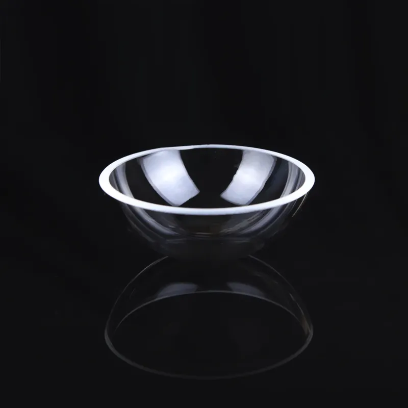 En china fábrica de fabricación esférica óptico de vidrio plano de la lente convexa de la cúpula de la lente con borde