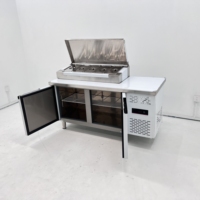 Réfrigérateur de préparation de salades en acier inoxydable à refroidissement direct, étagères réglables, contrôle numérique, table de travail réfrigérée