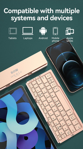 <span class=keywords><strong>Tastiera</strong></span> pieghevole a caldo in metallo <span class=keywords><strong>con</strong></span> supporto per telefono per Tablet Ipad per computer portatile 3 dispositivi <span class=keywords><strong>con</strong></span> <span class=keywords><strong>tastiera</strong></span> Blue-tooth - Product Image 5