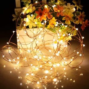 Guirnalda de Luces de Hadas con Cable de Cobre, Funciona con Baterí<span class=keywords><strong>a</strong></span>, 1-10m, <span class=keywords><strong>LED</strong></span> Blanco Cálido, IP44, Decoración Navideñ<span class=keywords><strong>a</strong></span> para Interiores y Exteriores, Jardín, Fiestas - Product Image 2